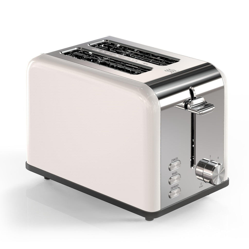 Extra Wide Slot 2-Slice Toaster, 6 Settings, White Stainless Steel