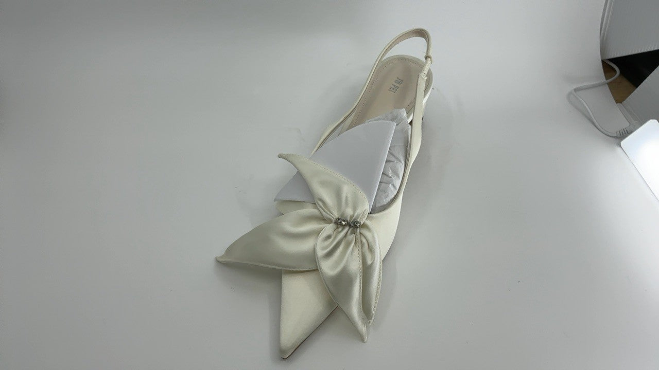 JW PEI Women's Queena Floral Appliques Slingback Pumps - Ivory White, 6.5