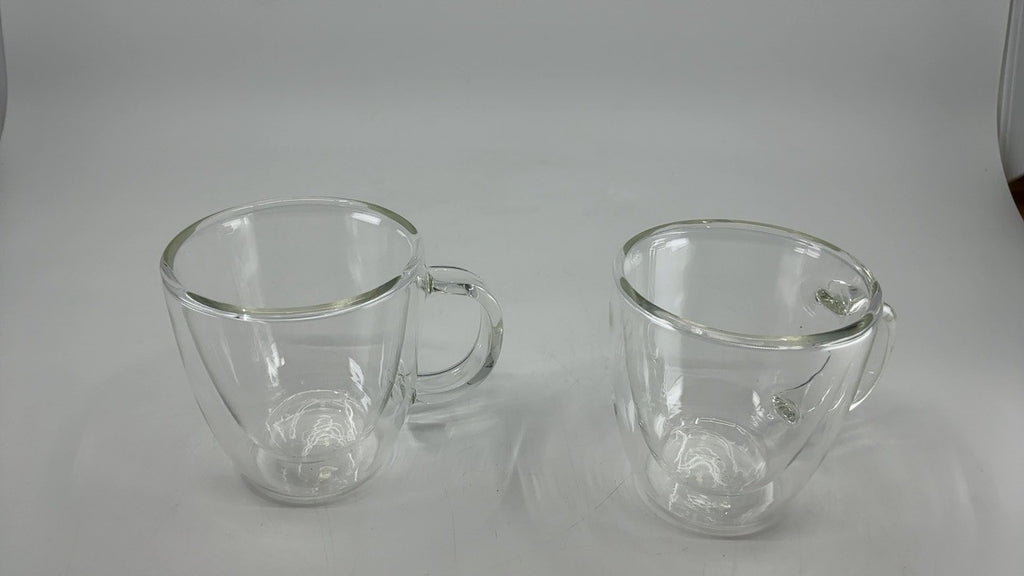 Set of 2 Double Wall Espresso Mugs - 5.4 Oz Borosilicate Glass