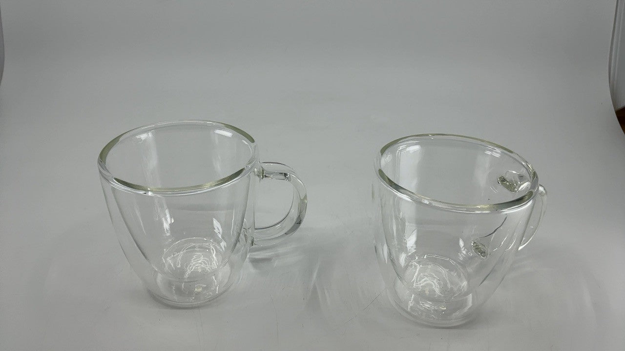 Set of 2 Double Wall Espresso Mugs - 5.4 Oz Borosilicate Glass