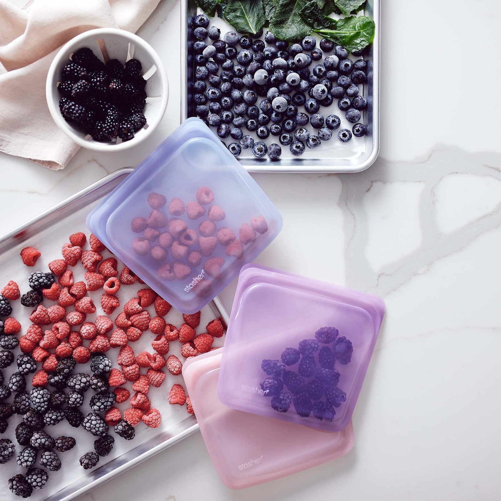 Raspberry Stasher Silicone Food Storage Bag, 28 Oz, Eco-Friendly & BPA Free