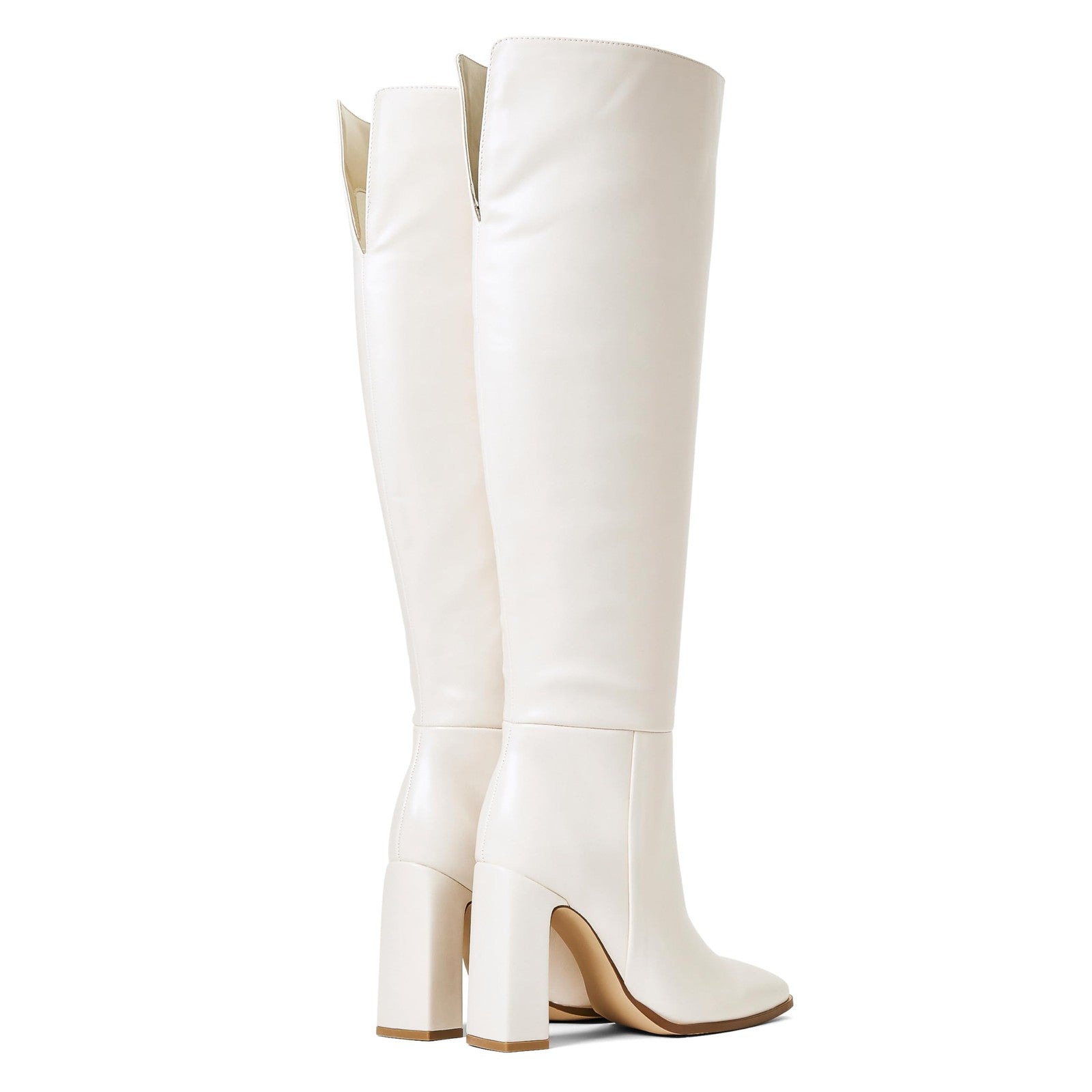 Knee High Chunky Heel Boots Womens Size 7 Birch Faux Leather