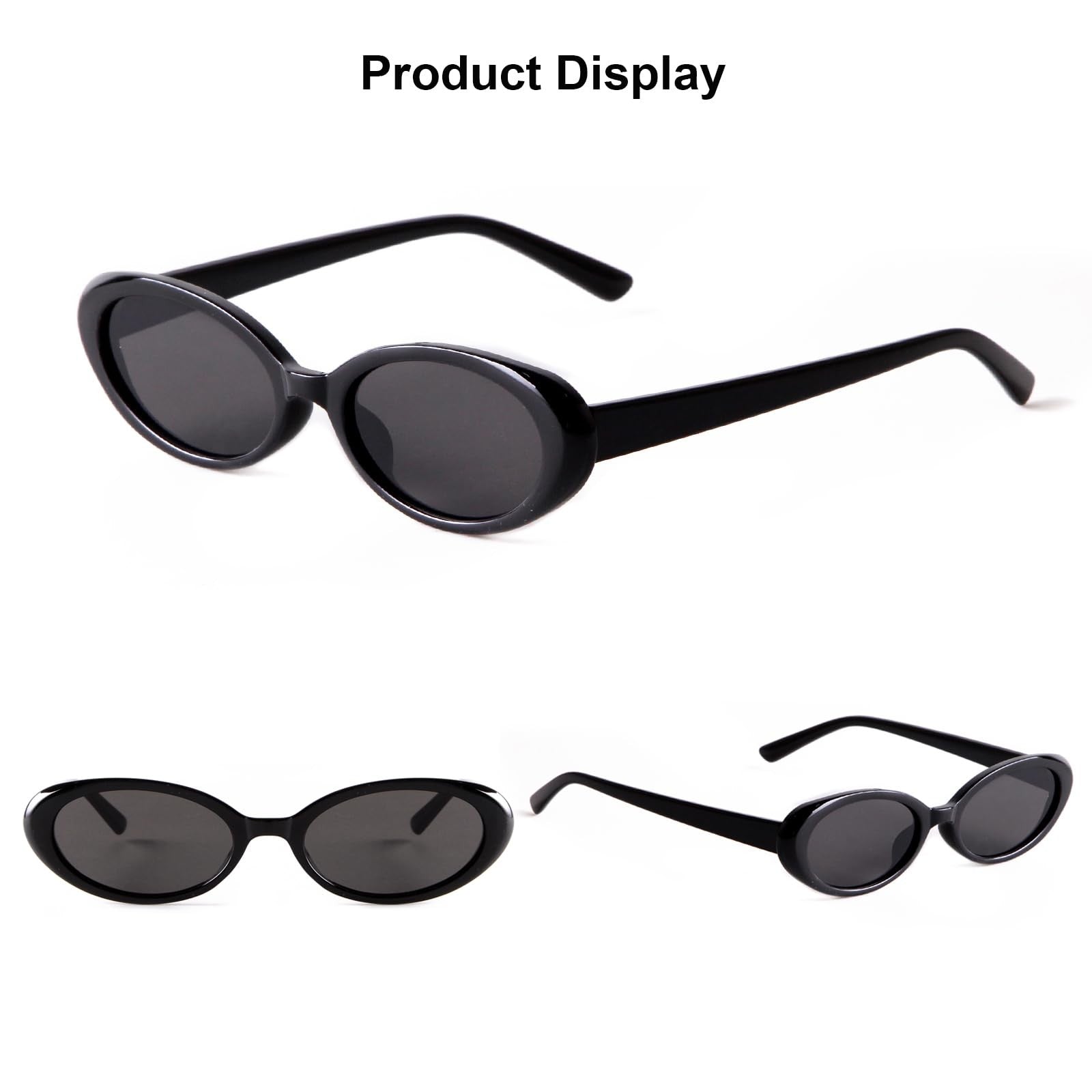 Small Black Oval Sunglasses, Vintage 90s Style for Women & Men