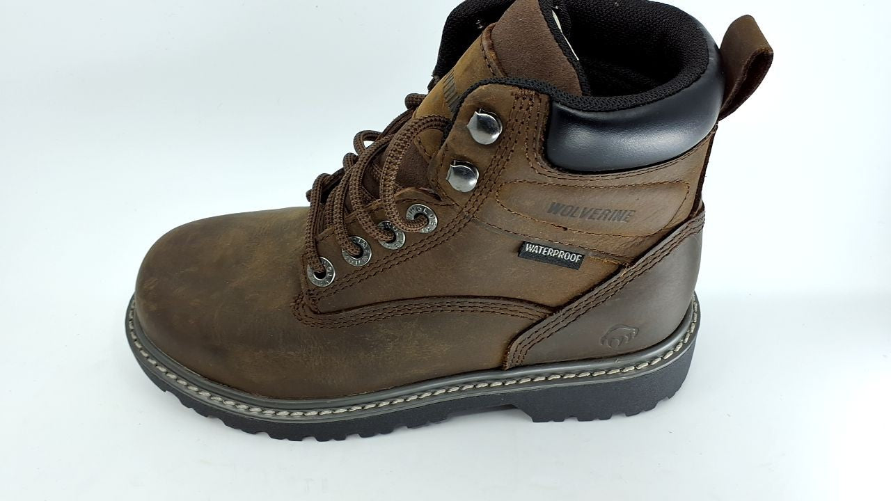 Wolverine Women's Floorhand Steel-Toe 6" Waterproof Work Boot, Dk Brown, 5