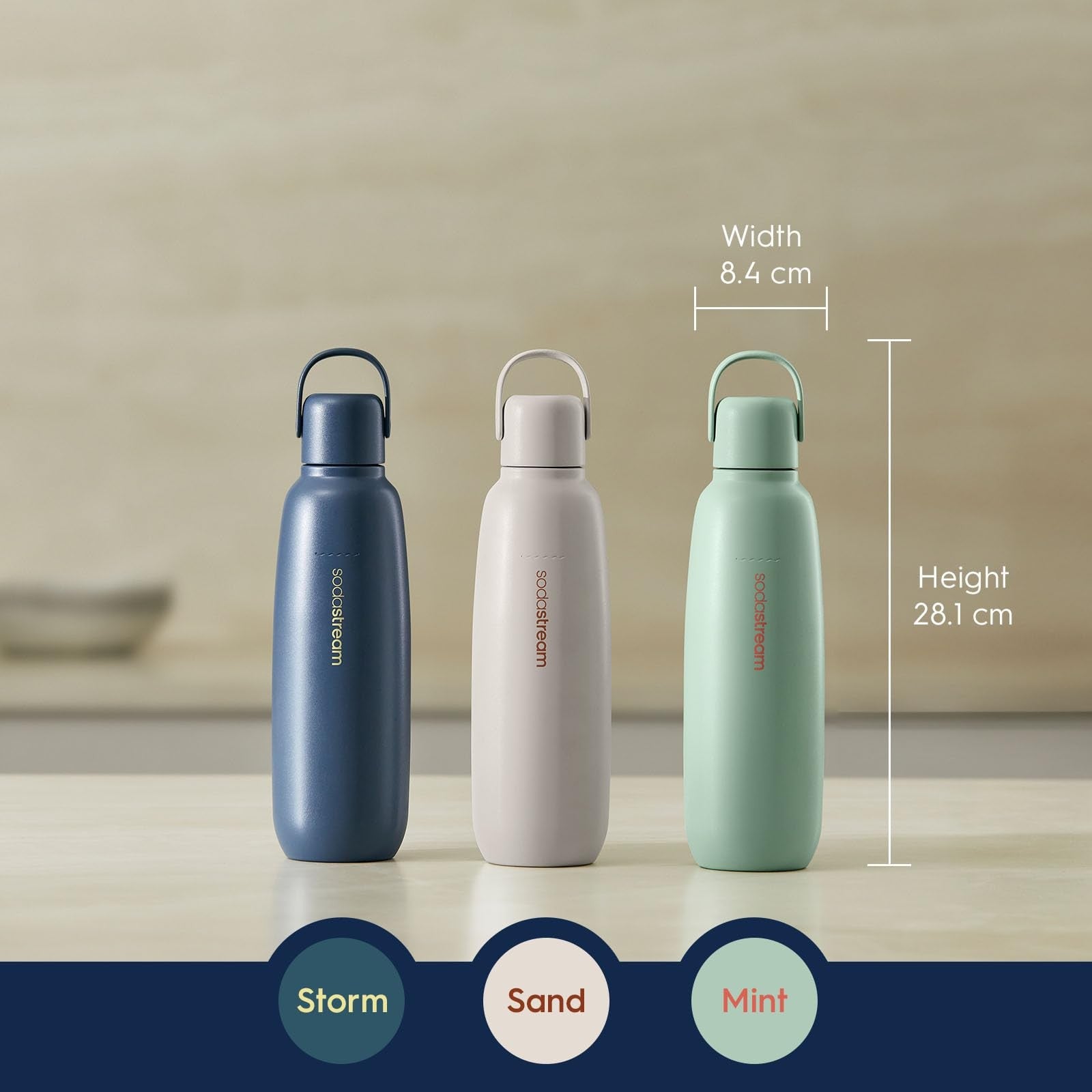 SodaStream Fizz & Go Metal Bottle Sand 0.9L Carbonating Bottle