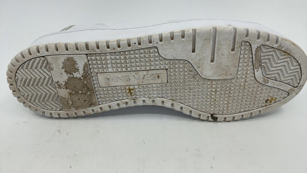 Nine West Women's Aleno Sneaker, White/Silver 141, 8.5