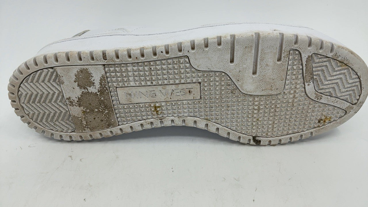 Nine West Women's Aleno Sneaker, White/Silver 141, 8.5
