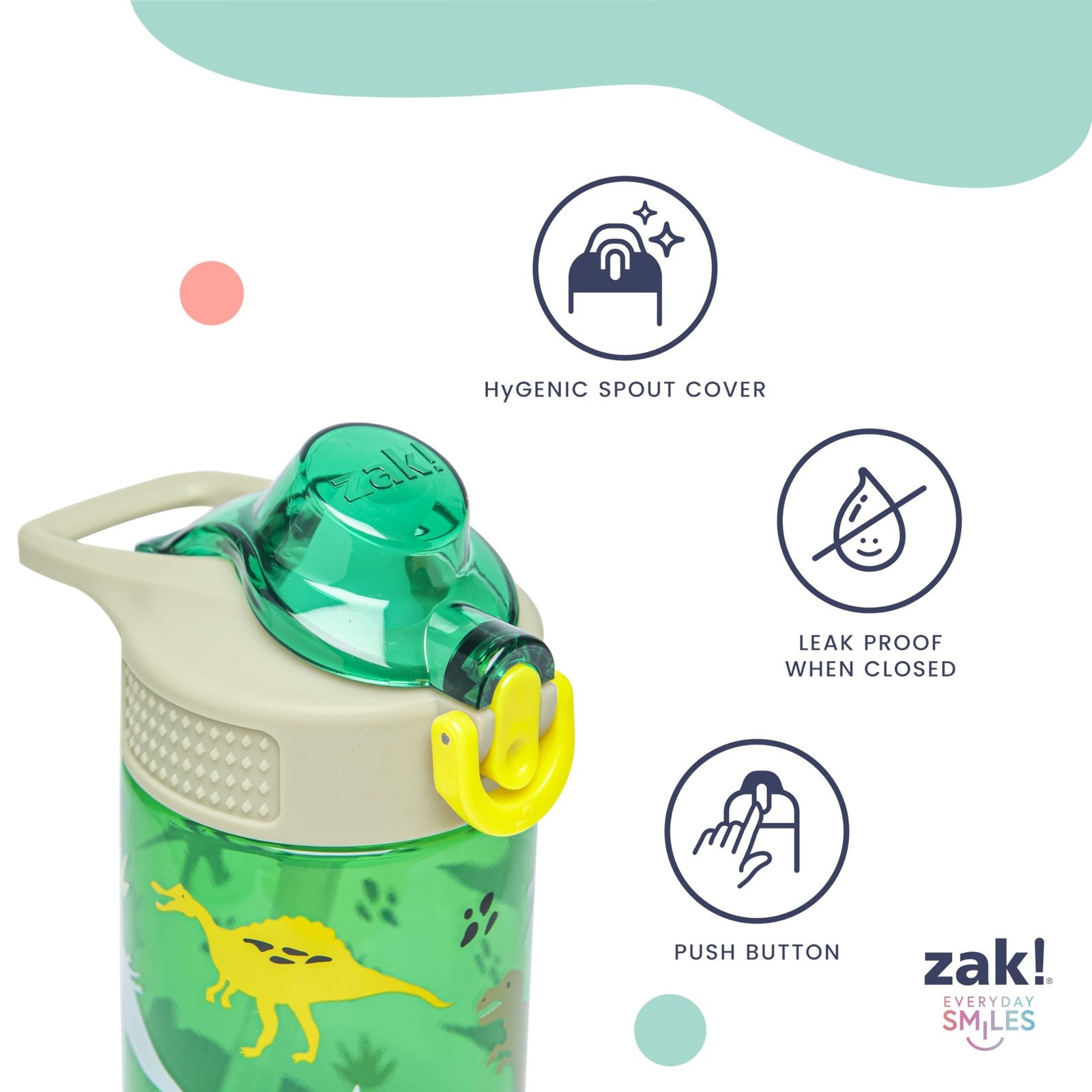 Kids 16oz Water Bottle - Zak Designs Unicorn, Leak-Proof & Portable