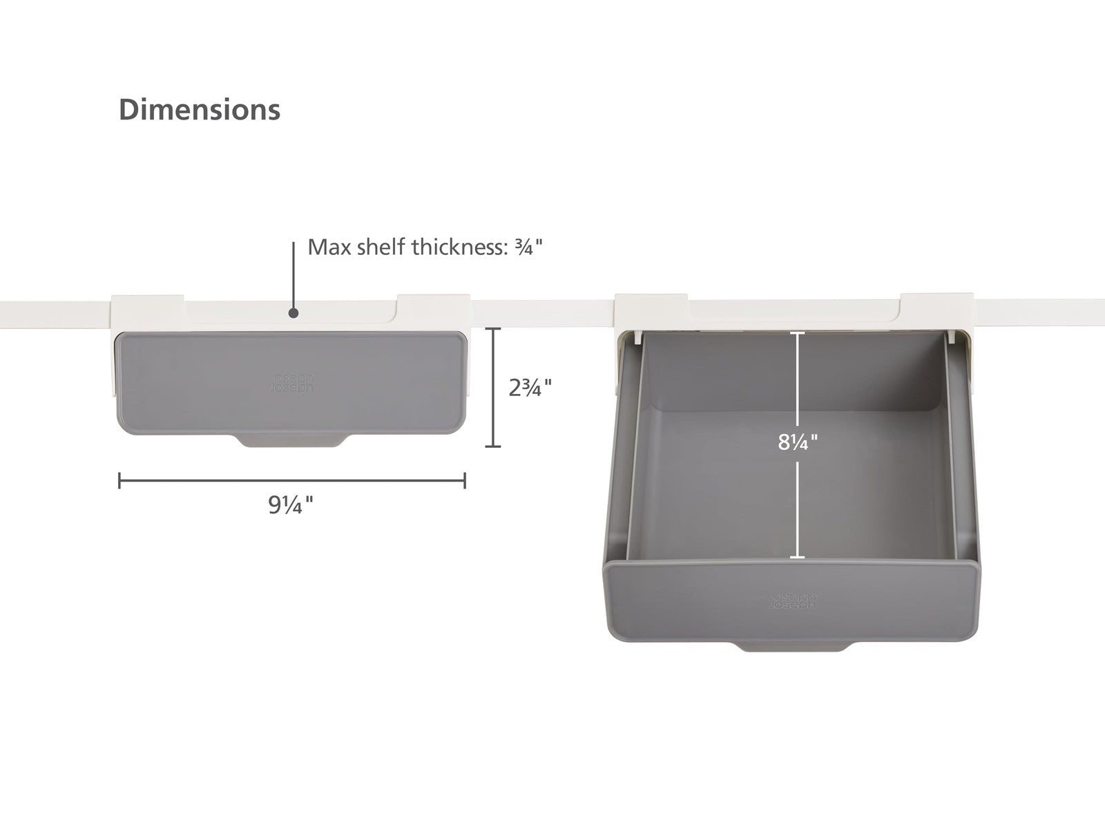 Space Saving Under Shelf Drawer Organizer, Gray/White, Kitchen Storage
