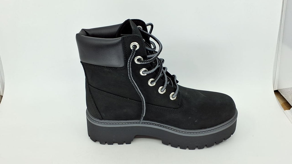 Timberland Women's 6 In Stone Street Lace Up Boots, Jet Black, Size 7.5