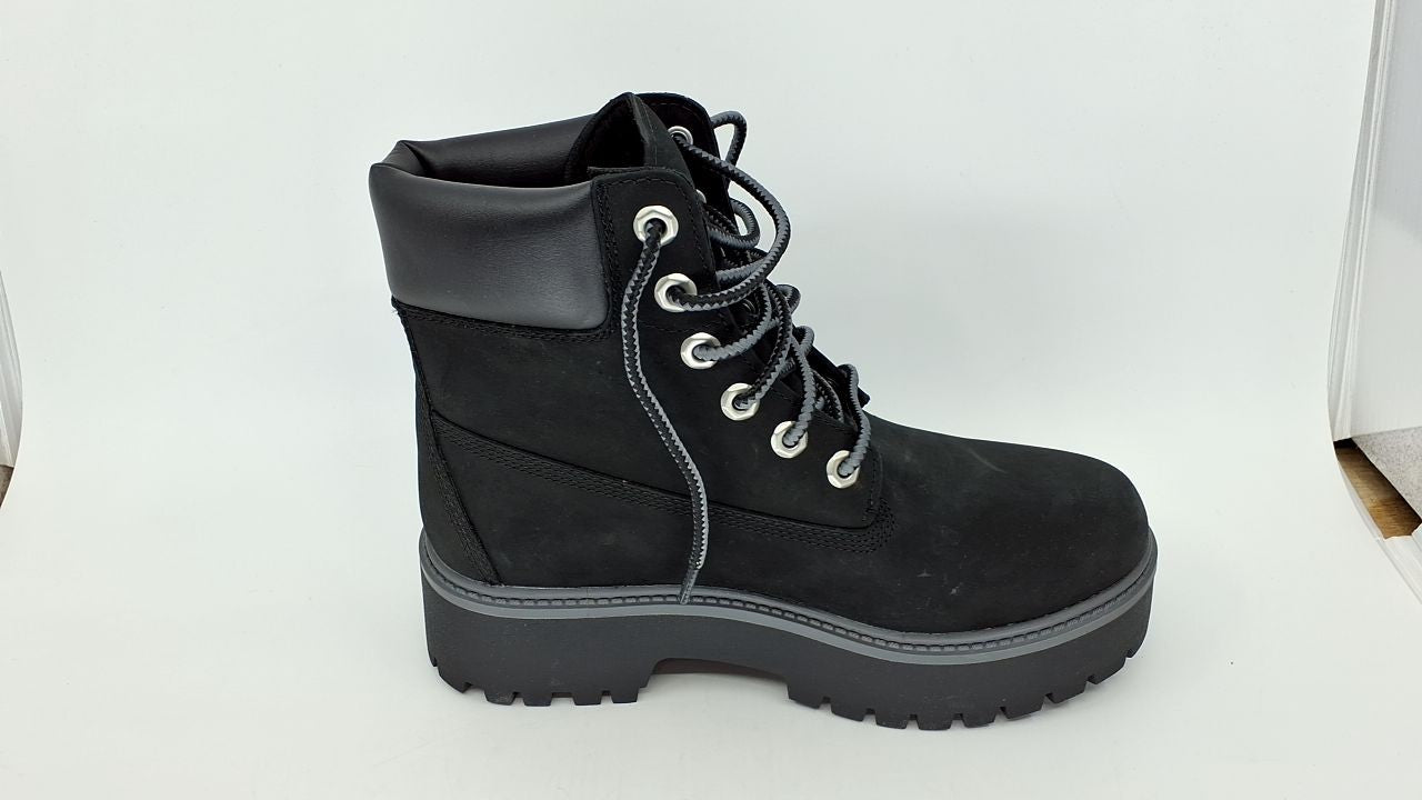 Timberland Women's 6 In Stone Street Lace Up Boots, Jet Black, Size 7.5