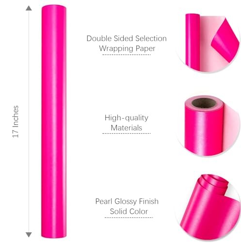Elegant Hot Pink Wrapping Paper, 17in x 32.8ft, Ideal for Weddings & Birthdays
