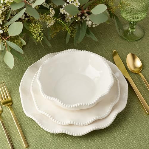 Set of 4 Perlette Cream Melamine Salad Plates, 9in Unbreakable Design