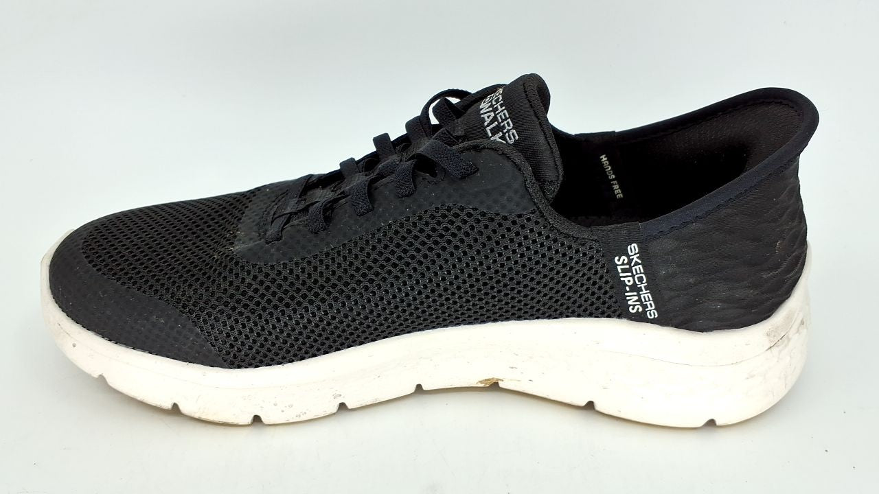 Skechers Women's Go Walk Flex Sneakers, Hands-Free, Black/White, 9 US