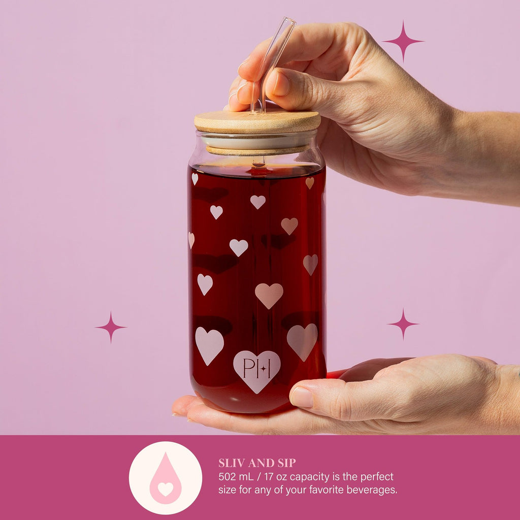 2-Piece Paris Hilton Glass Tumblers Set, 17oz, w/ Bamboo Lids & Cleaning Brushes