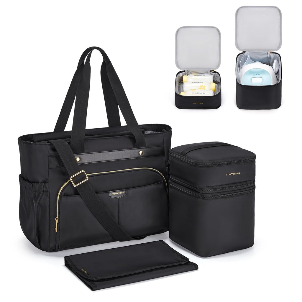 Large Diaper Bag w/ Breast Pump Cooler & 15in Laptop Compartment
