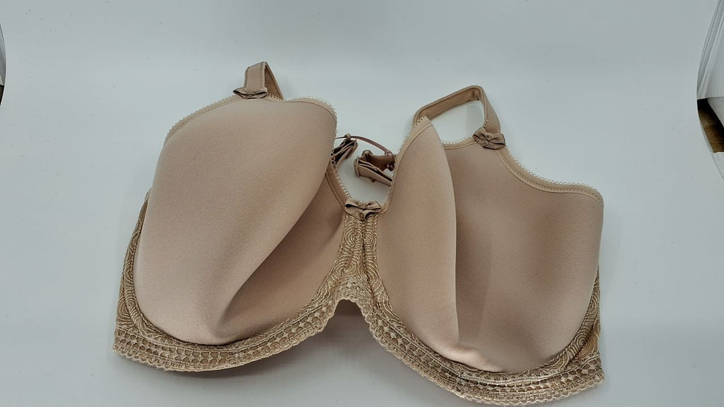 Champagne 32G Panache Cari Underwire Bra w/ Racerback & Swiss Embroidery