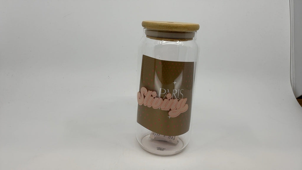 2-Piece Paris Hilton Glass Tumblers Set, 17oz, w/ Bamboo Lids & Cleaning Brushes