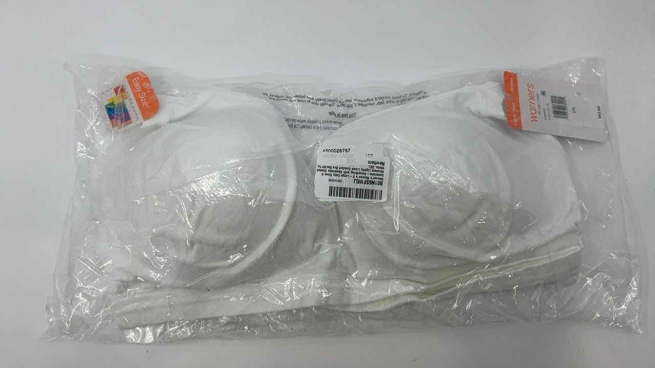 Easy Does It Underarm-Smoothing Bra, White, 2XL, Wireless