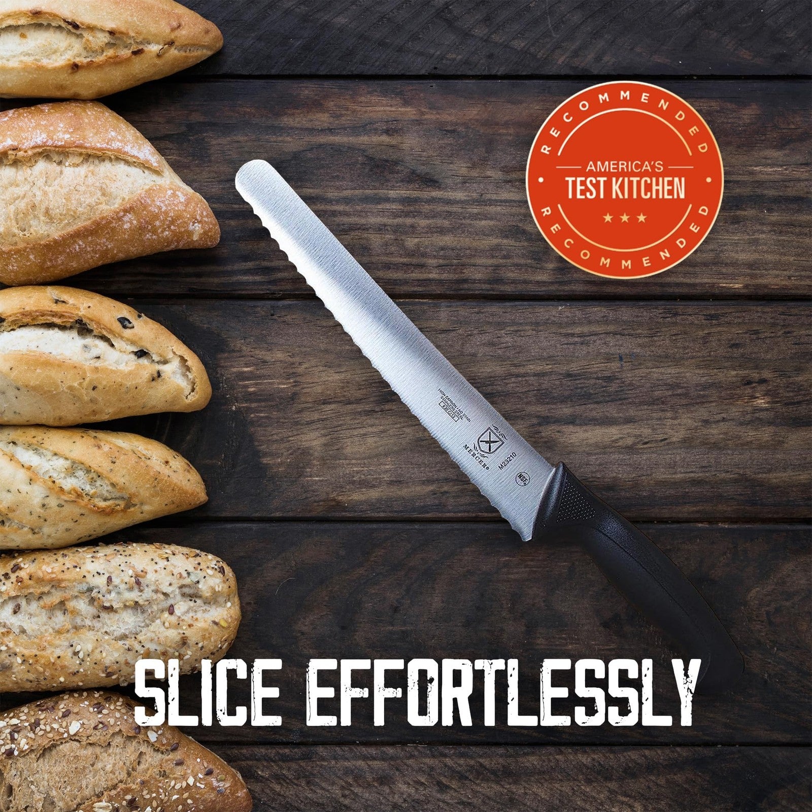 Mercer Culinary 10" Bread Knife, Wavy Edge, Ergonomic Black Handle