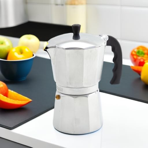 IMUSA Aluminum Stovetop Espresso Maker, 3-Cup, Silver