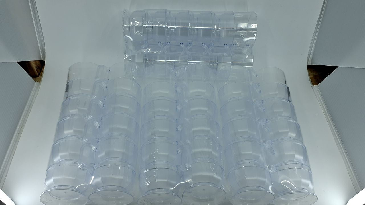 40-Count 8 Oz Clear Plastic Coffee Cups w/ Handles - Party Essentials
