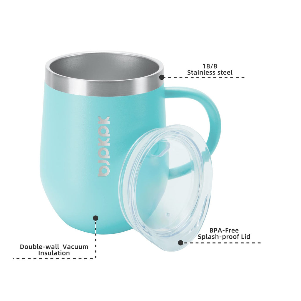 Insulated Coffee Tumblers 12 Oz, 2 Pcs, Stainless Steel, Turquoise