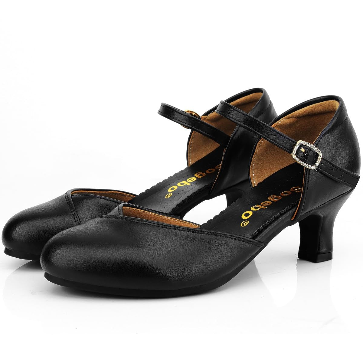 Ankle Strap Heels Ballroom Latin Salsa Dance Pumps Womens Shoes, 7.5 M US Black