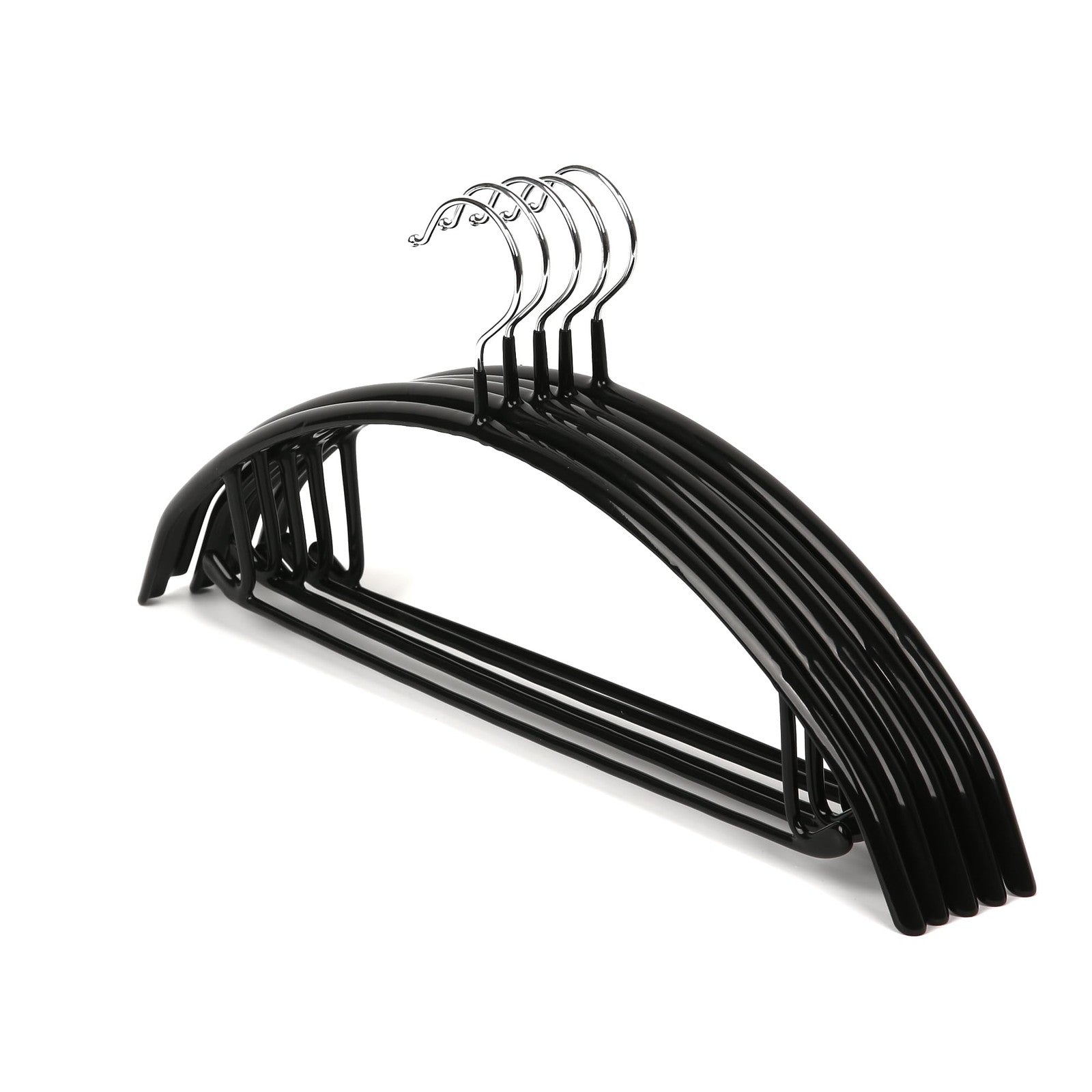 Non-Slip Rubber Coated Hangers, 16.5in Heavy Duty, Black, Set of 5