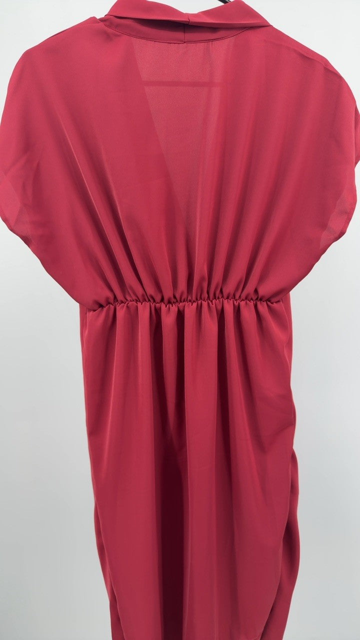 Ruched Surplice Short Sleeve Dress