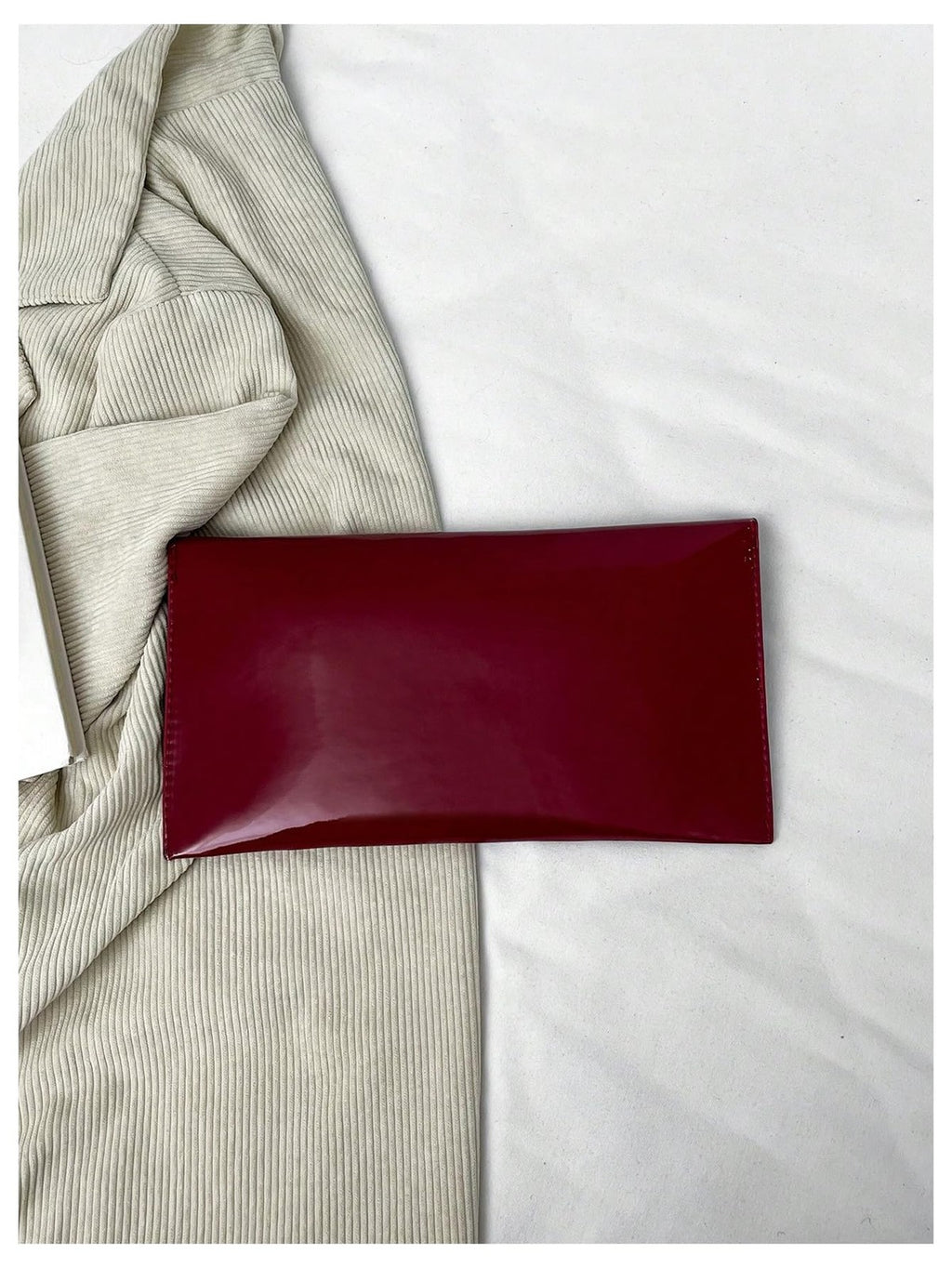 Burgundy Metallic Clutch Evening Bag, One Size, Envelope Design
