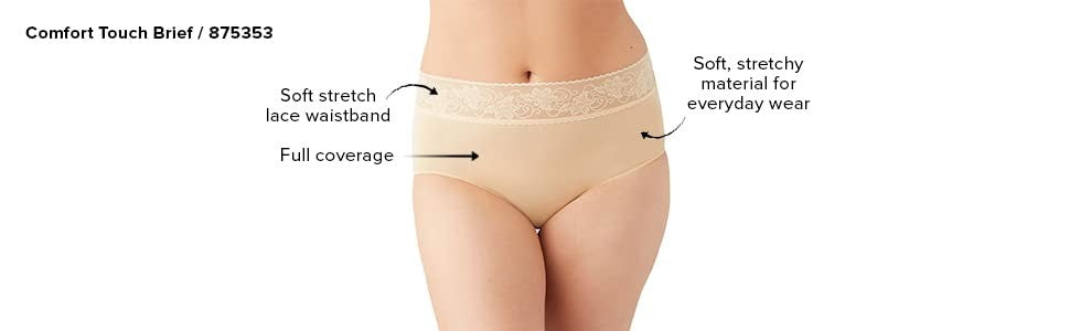 Wacoal Women's Comfort Touch Brief Panty, Black, Small
