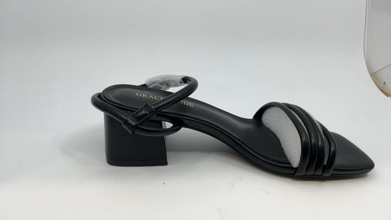 Anne Klein Women's Block Heel Sandal Mackenzie, Black, 6