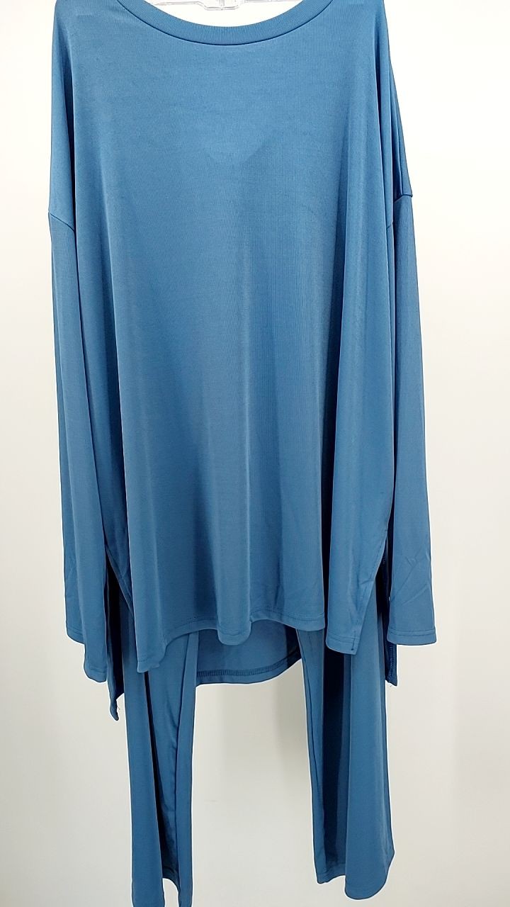 Casual Loose Long Sleeve Top and Wide Leg Pants Set