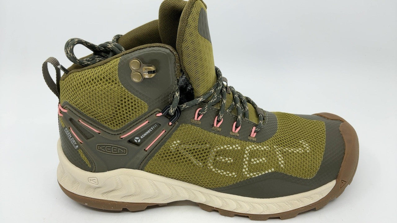 KEEN Women's NXIS Evo Mid Hiking Boots, 9 US, Olive Drab/Silver Birch