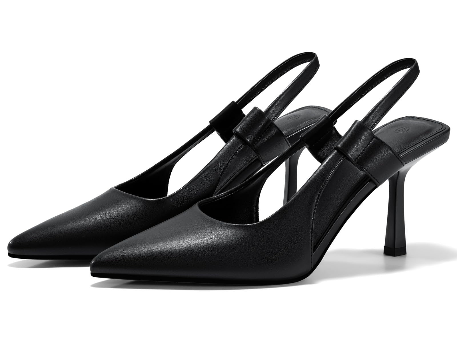 Coutgo Womens Black Slingback Heels Pumps Size 8 Pointed Toe