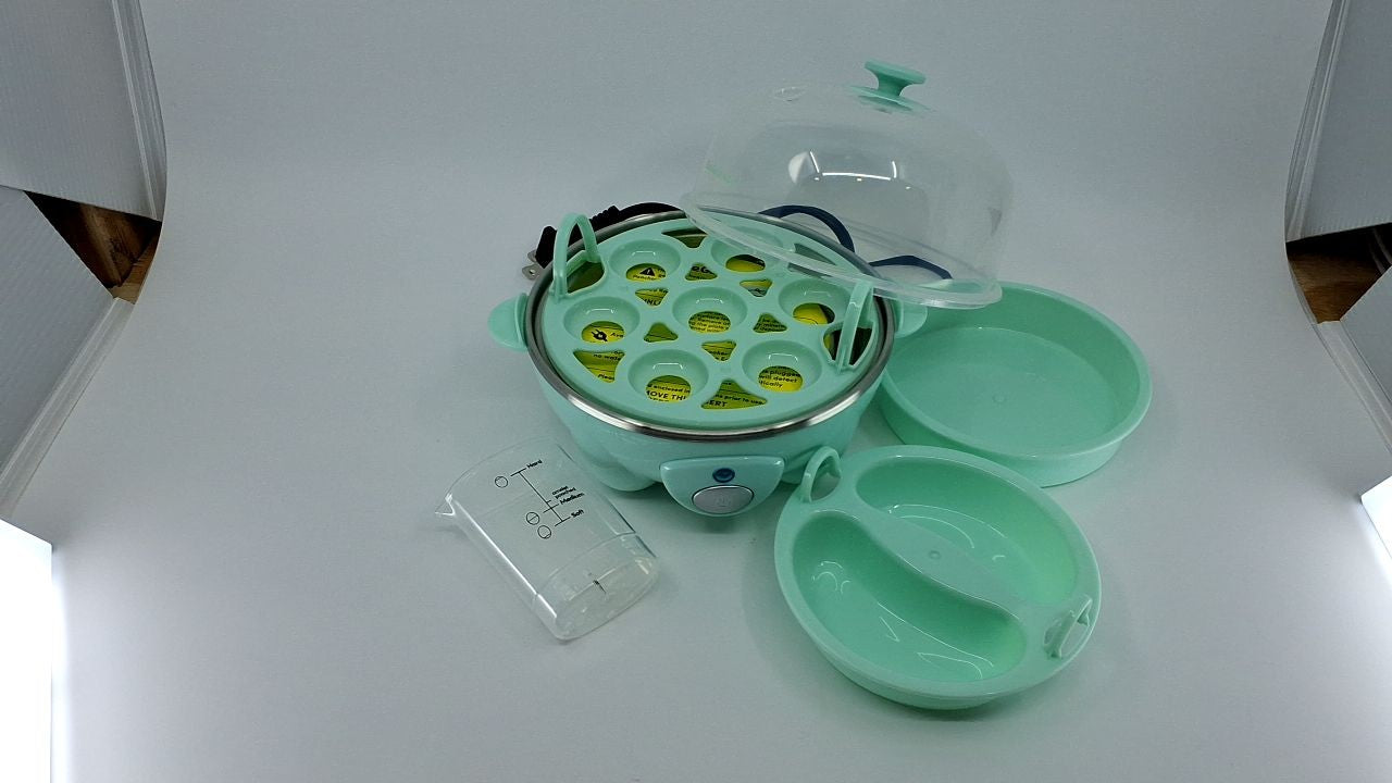 Elite Gourmet 7 Egg Electric Cooker w/ Auto Shut-Off & Buzzer, Mint