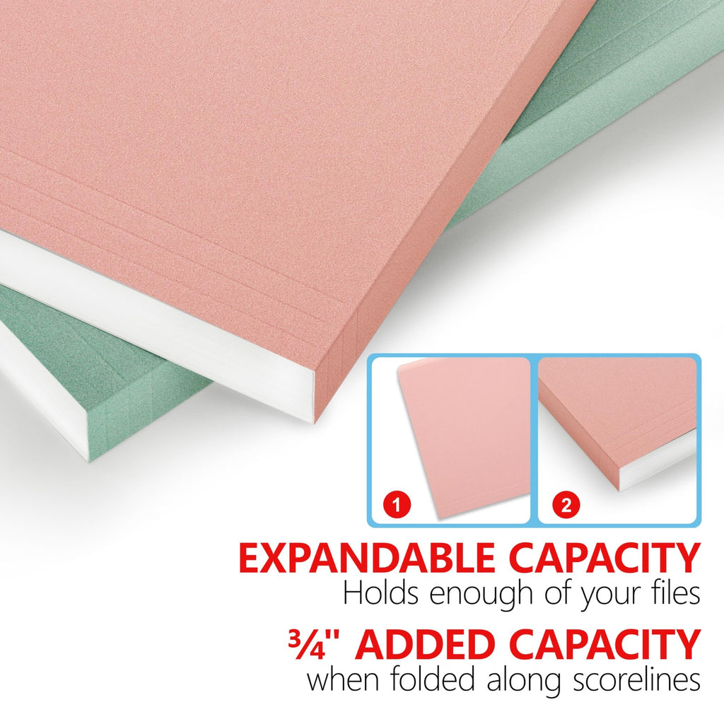 18 Pack Two Tone File Folders, 6 Pastel Colors, 8.5x11 Letter Size