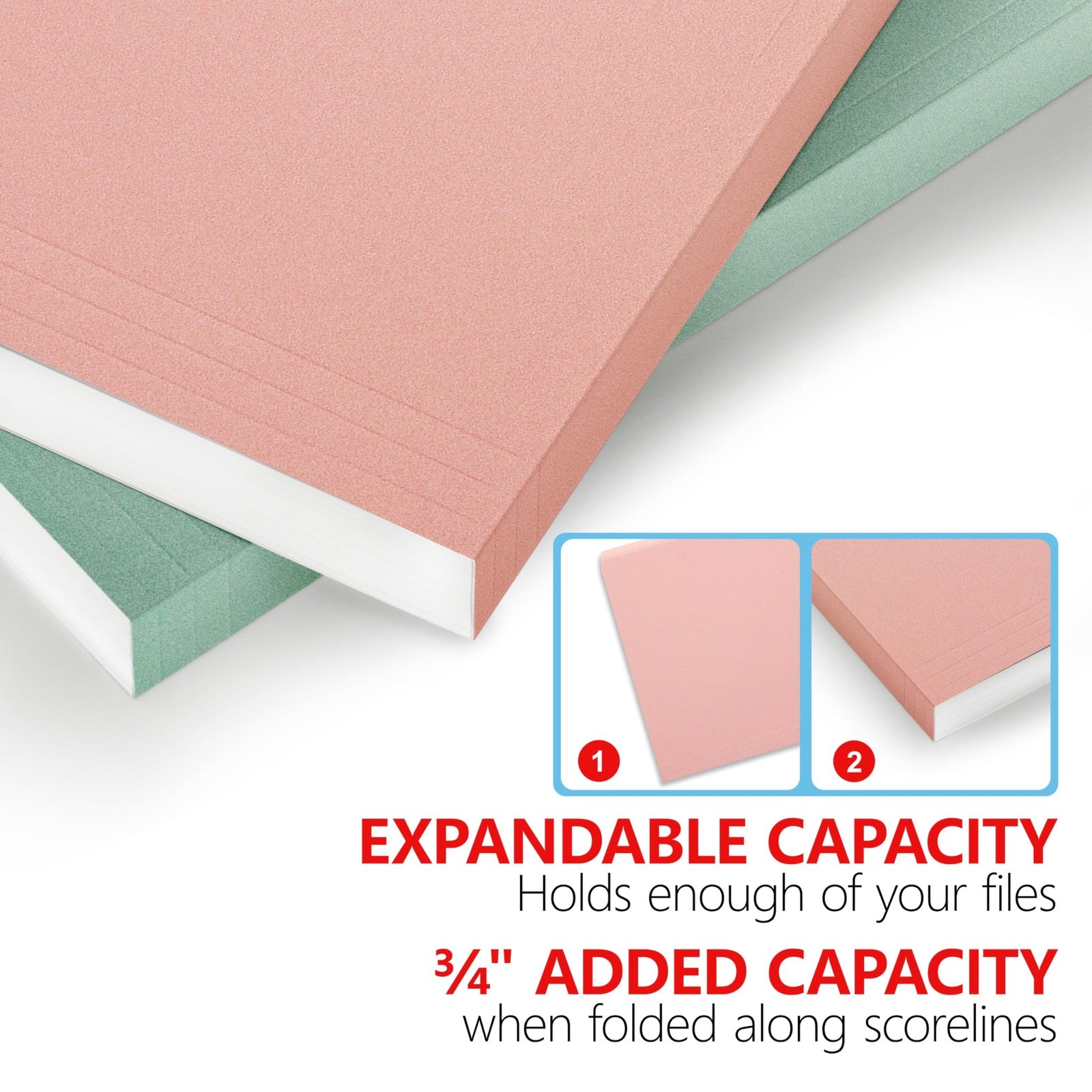 18 Pack Two Tone File Folders, 6 Pastel Colors, 8.5x11 Letter Size
