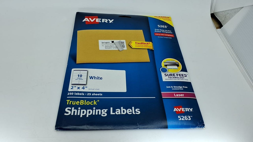 Avery 5263 TrueBlock Labels, 2" x 4", White, 250 Count, Laser Compatible