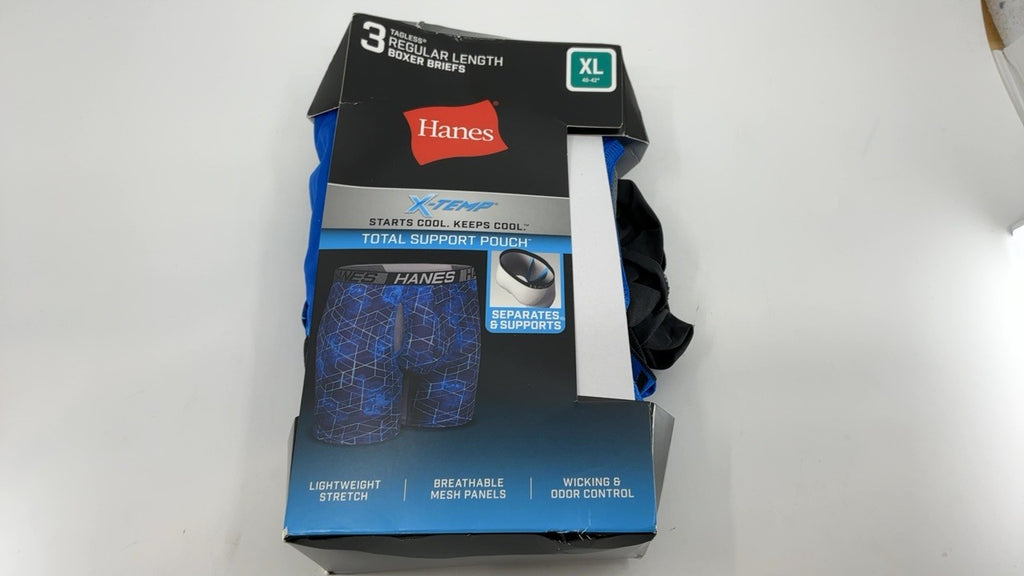 Hanes X-Temp Boxer Briefs, X-Large, 3-Pack, Moisture-Wicking Underwear