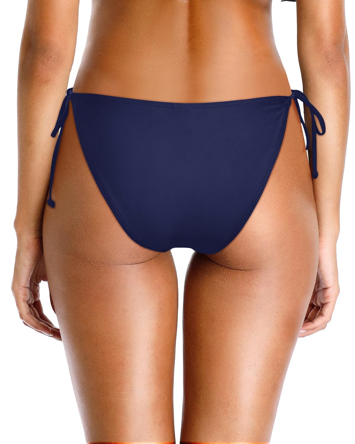 Navy Blue Bikini Bottoms XS w/ Adjustable Ties & Moderate Coverage