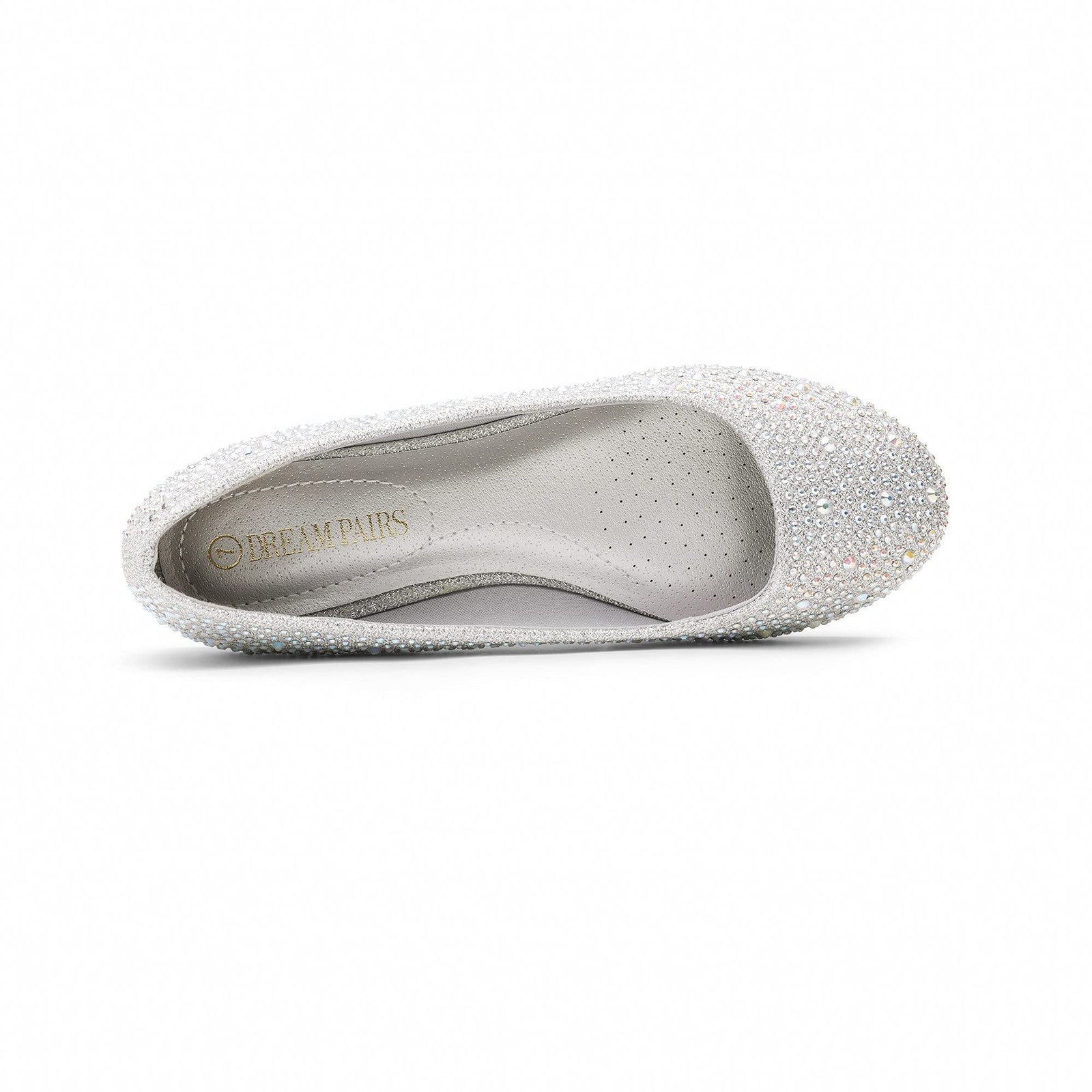 DREAM PAIRS Womens Rhinestone Ballet Flats Shoes, Silver - 10 (Sole-Shine)