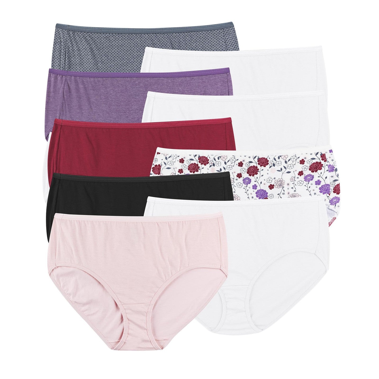 Cool Comfort Cotton Briefs 10-Pack, Women's Plus Size, Assorted Colors