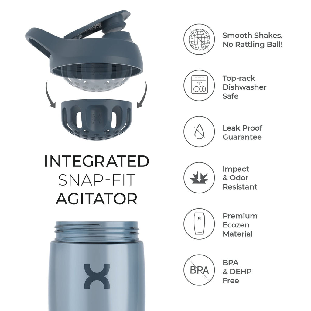Promixx 32 oz Protein Shaker Bottle - Silent Mixer, Leak-Proof, Coral