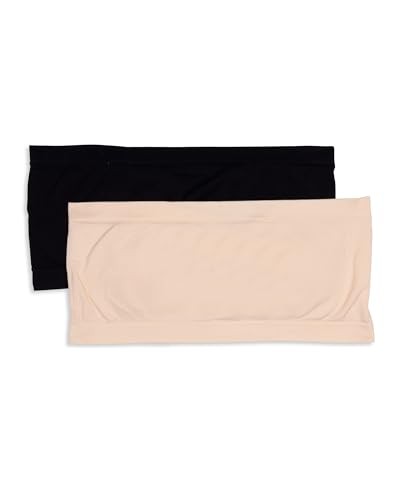 Calvin Klein Girl's Bandeau with Cookie 2 Pack, Sand Nude/Black, Large