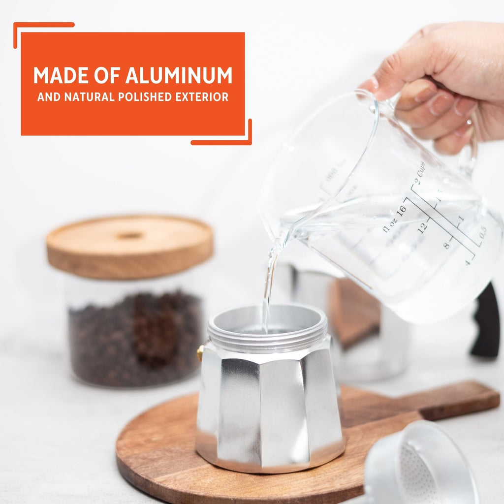 IMUSA 3-Cup Aluminum Espresso Stovetop Coffeemaker, Silver