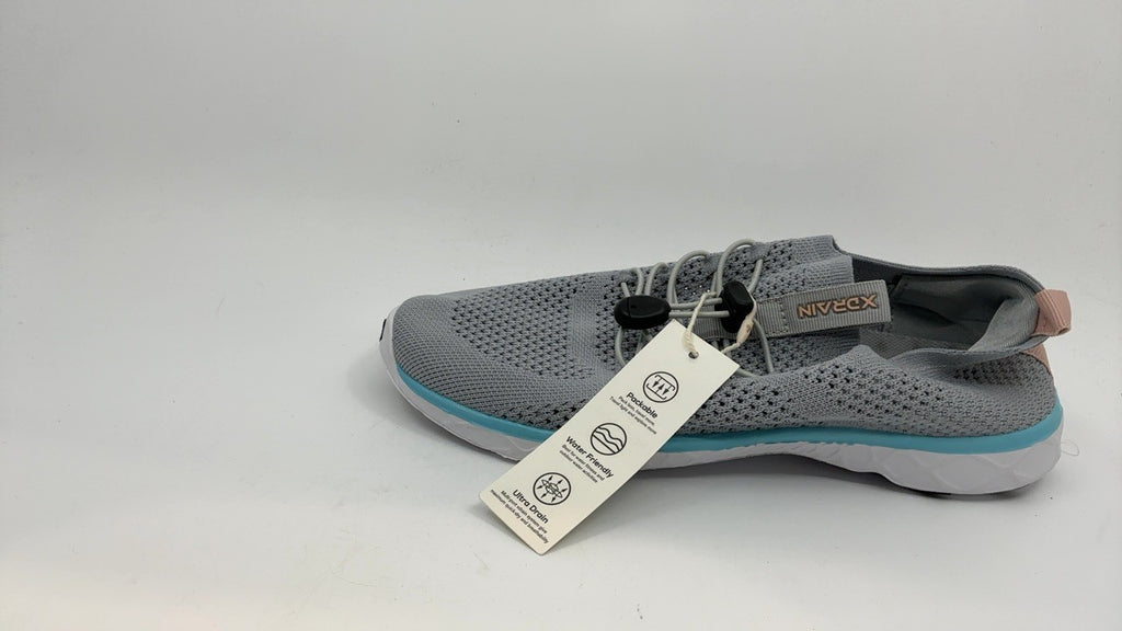 KOLILI 8.5 Slip-On Aqua Water Shoes Quick Dry Athletic Sneakers Lt Gray/Aqua