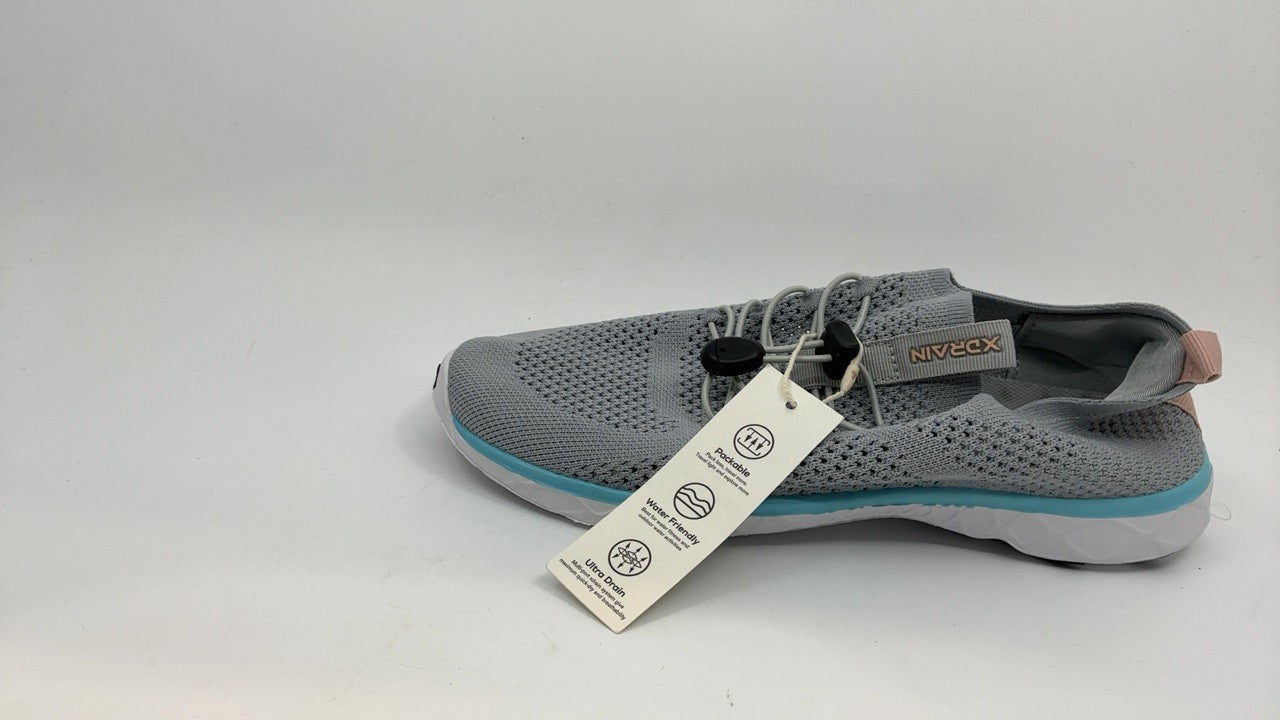 KOLILI 8.5 Slip-On Aqua Water Shoes Quick Dry Athletic Sneakers Lt Gray/Aqua