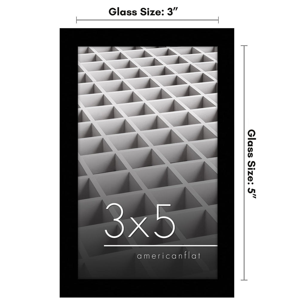 3x5 Black Frame - Crystal-Clear Glass, Modern Design, Tabletop Display